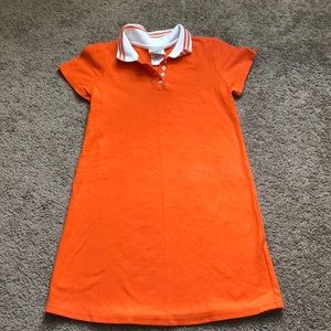 Simply Basic Dress Girls Size 7/8 Orange White Stripe